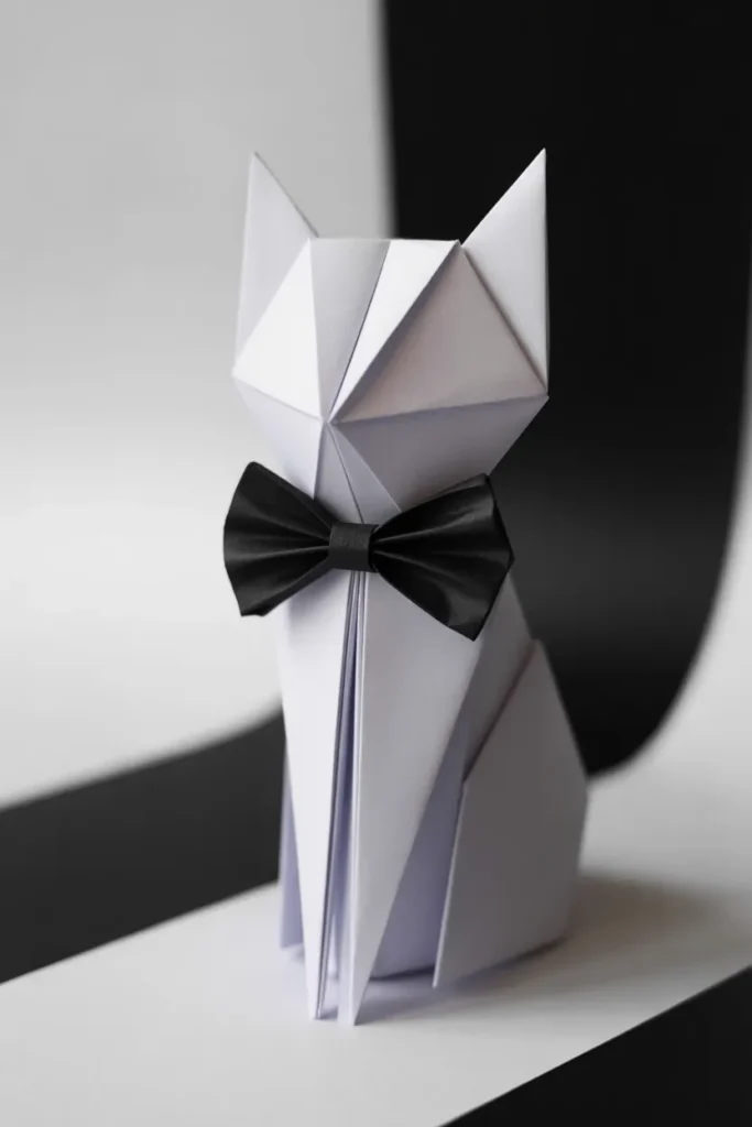 10. Origami Cat with Bow Tie