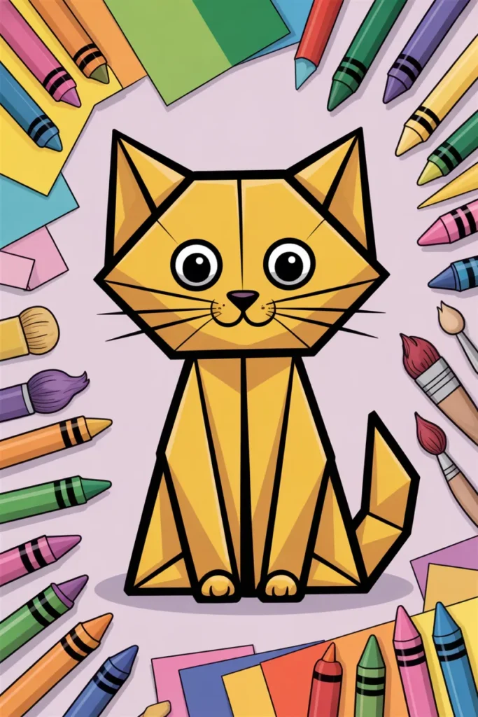 11. Cartoon Style Origami Cat