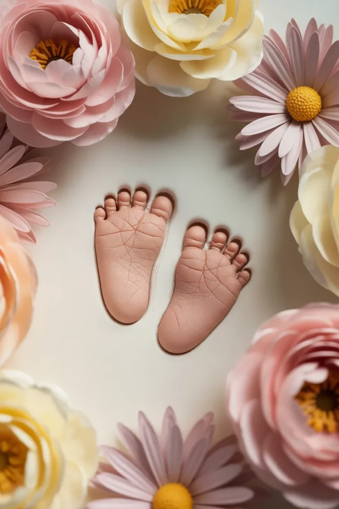 Baby Footprint Floral Art
