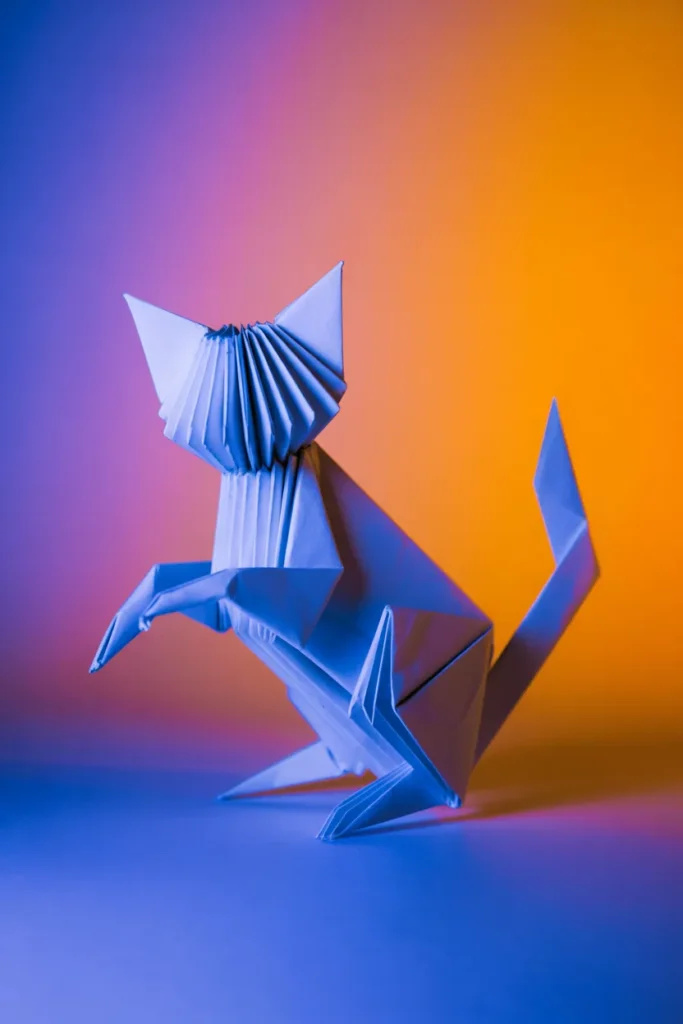 16. Origami Cat Playing Pose