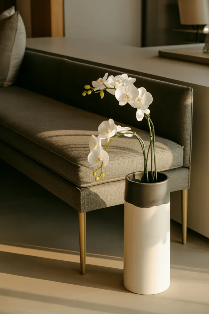 17. Chic Bench with Paper Orchid Display