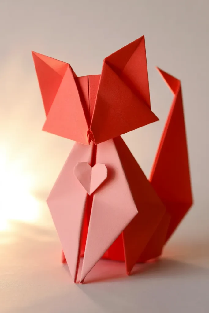 17. Origami Cat with Heart