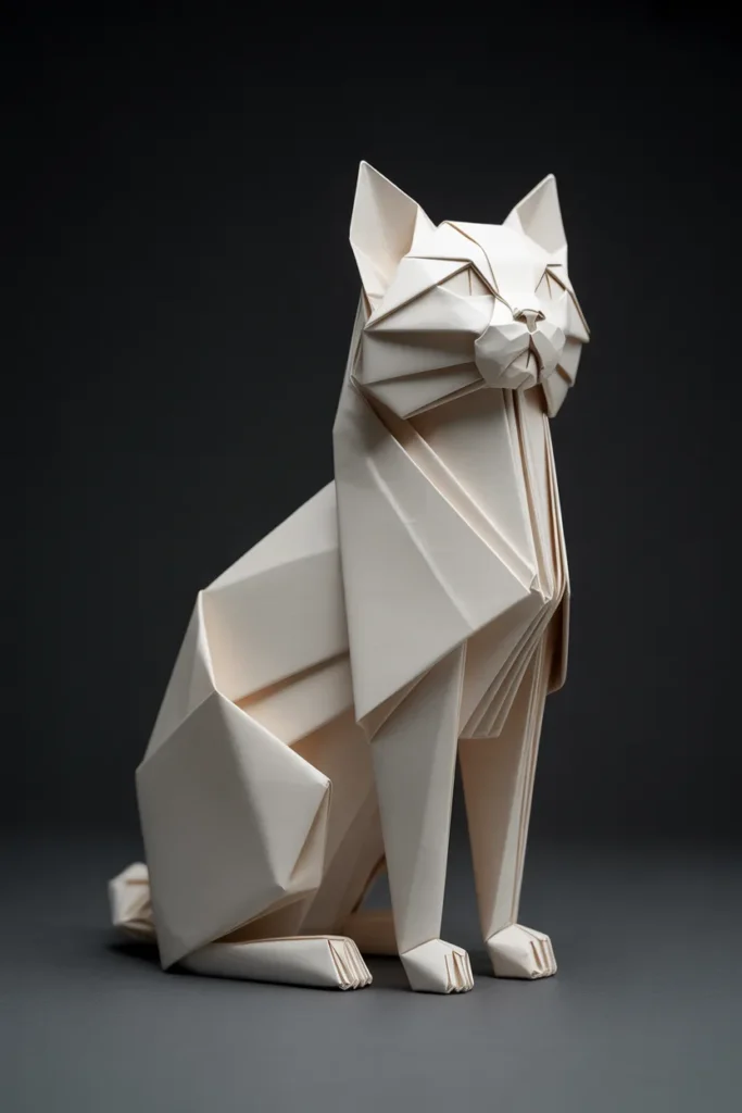 20. Realistic Origami Cat Sculpture
