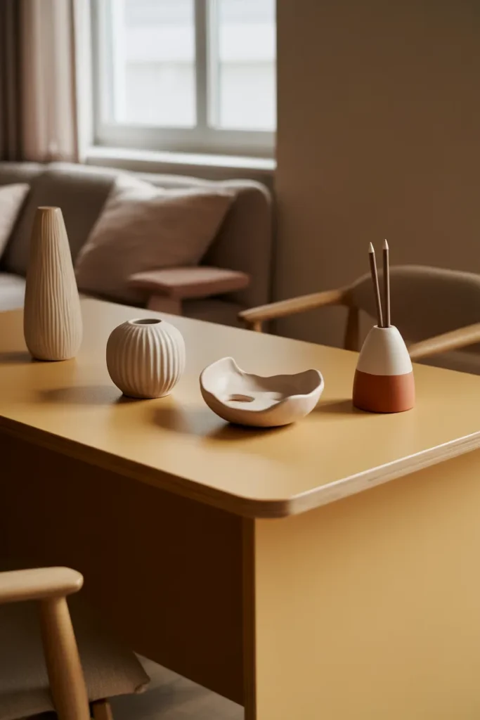  Wooden Desk with Neutral Decor