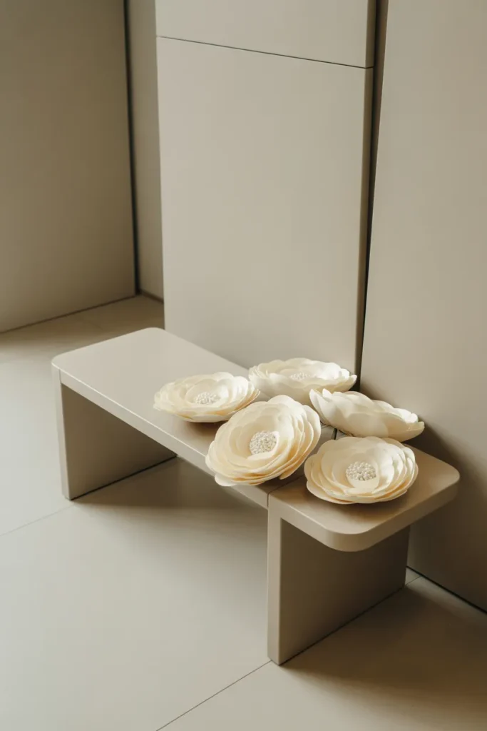 5. Modern Look with Monochrome Paper Flowers