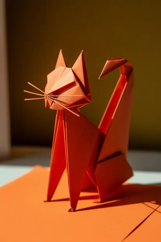 5. Origami Cat with Tail Curl