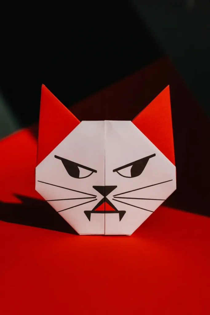 8. Angry Expression Origami Cat