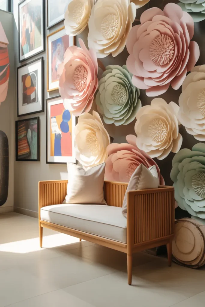 9. Statement Wall with Paper Flower Backdrop